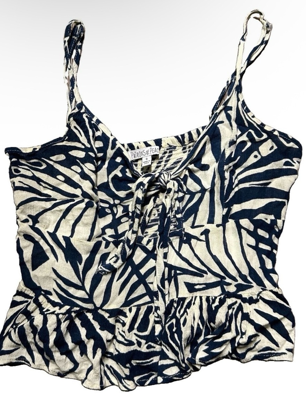 Women’s Patrons of Peace Cream Navy Blue Tank Top Size Small